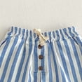 thumbnail image 3 of Chiccall Summer Girls Striped Loose Casual Shorts Drawstring Elastic Waist with Buttons and Pockets, 3 of 4