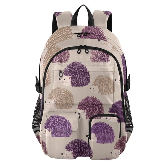 DIXRUYEE Simple Lines Purple and Brow Pattern Backpack for School 14”Laptop Compatible with Reflective Safety Strips