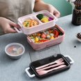 thumbnail image 2 of 304 Stainless Steel Lunch Box Bento Box for School Kids Office Worker 2 layers Microwae Heating Lunch Container Food Storage Box, 2 of 5