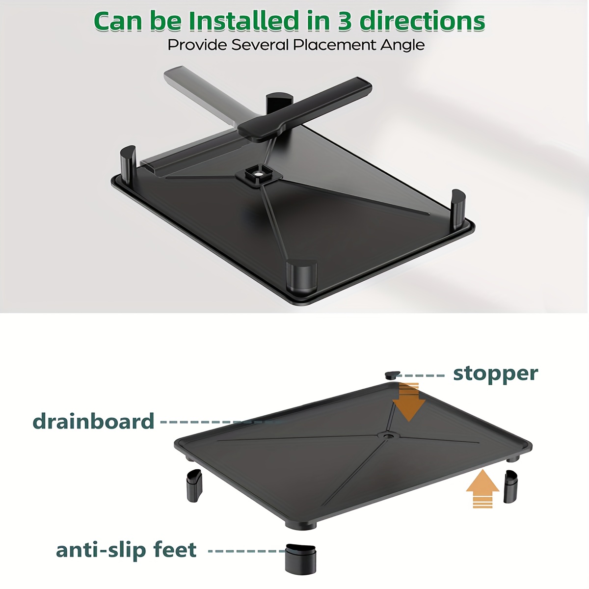 2 Tier Dish Drying Rack for Kitchen Counter, Black Metal Dish Drainer with Drainboard, Two-Level Kitchen Dish Holder Drainage