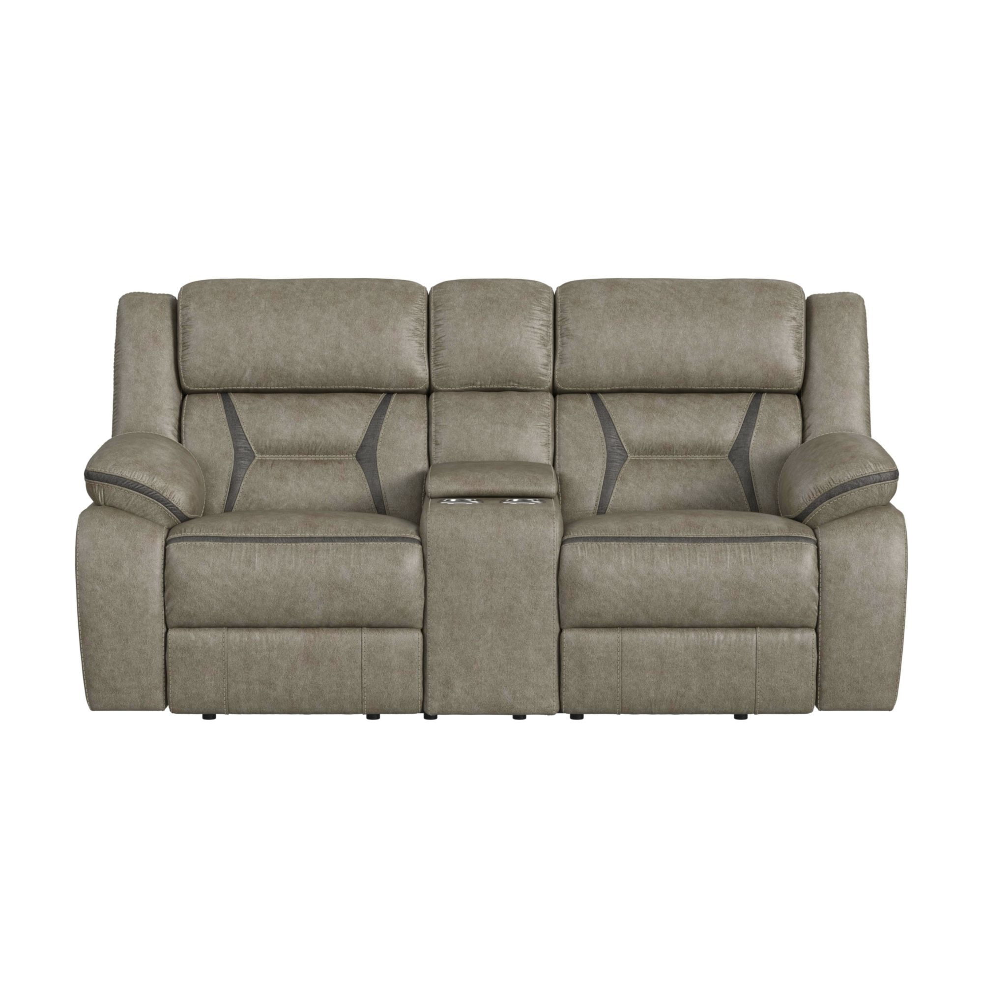 Picket House Furnishings Kaoru Motion Loveseat with Console in Corral Gray