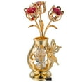 thumbnail image 4 of Matashi 24K Gold Plated Crystal Studded Flower Ornament, Valentine’s Day Gift for Women, Vase with Decorative Butterfly (Red Crystals), 4 of 6