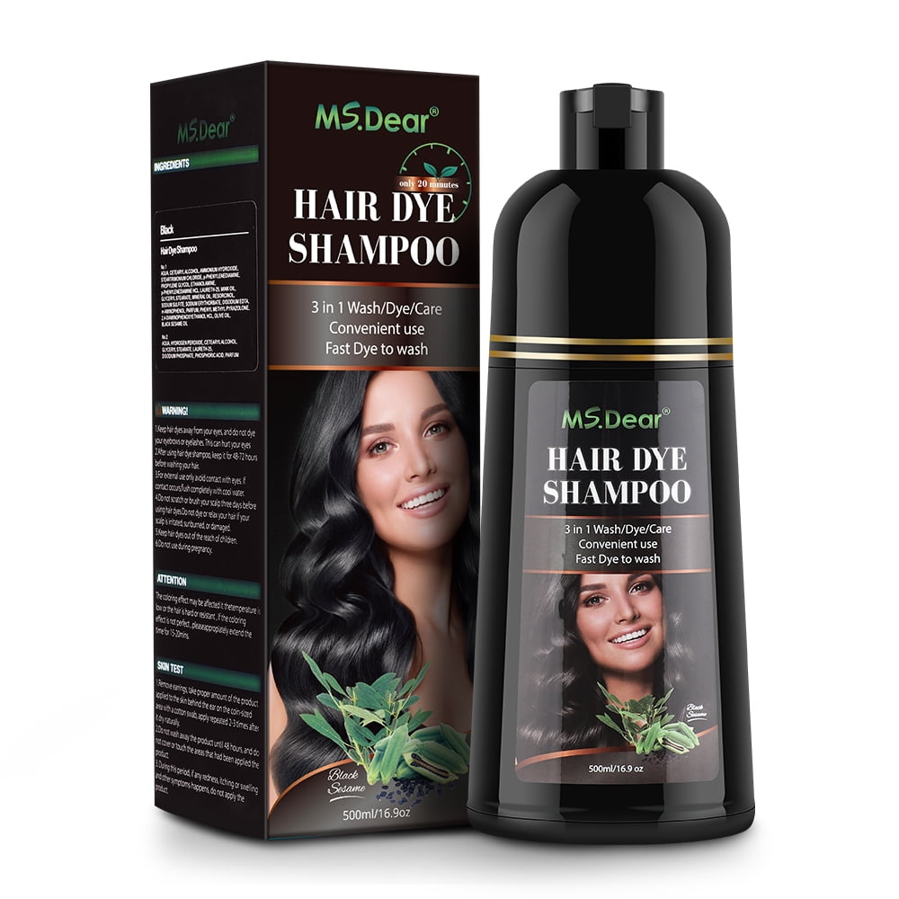 500ml Natural Plants Instant Herbal Black Hair Coloring Dye Shampoo Fast 5-Min Permanent Unisex