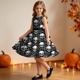 thumbnail image 4 of Girls Halloween Print Sleeveless A-Line Ruffle Hem Sundress Performance Clothing Dress, 4 of 9