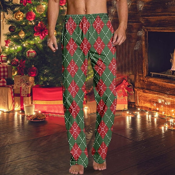 Simua Men's Holiday Print Sleep Pants - Comfortable Lounge Pajama Pants with Seasonal Designs