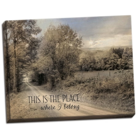 Gango Home Decor Country-Rustic This is the Place Where I Belong by Lori Deiter (Ready to Hang); One 16x12in Hand-Stretched (Best Places To Hang Posters)