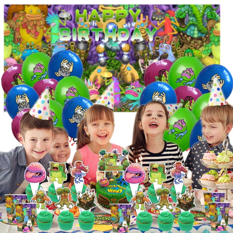 My Singing Monster Birthday Cups Party Supplies Plates Fans Decorations Cake  Topper Decor - Walmart.com