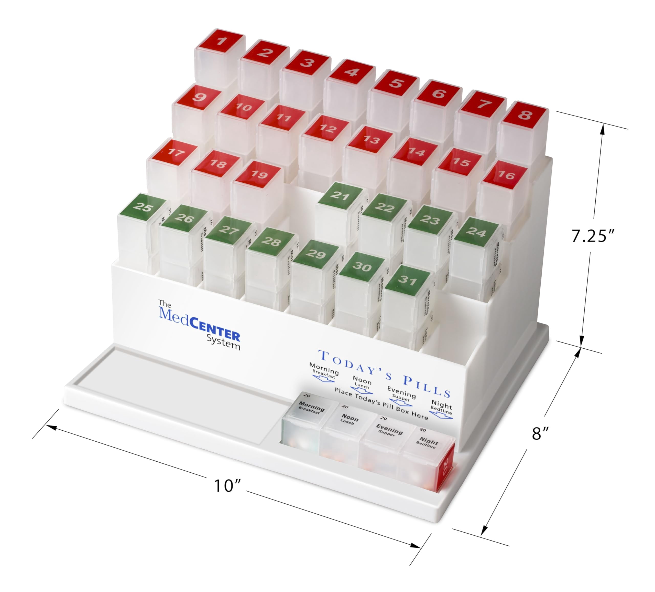 Medcenter Monthly Pill Box Organizer HSA/FSA, 4 Times a Day, Large 31 Daily Pill Cases with Compartments for Vitamins, Supplements, Medication, 31 Day Pill Organizer