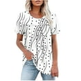 thumbnail image 3 of WRKEKC Chemises à Manches Courtes pour Femmes, T-Shirts d'Été pour Femmes, Blouses Décontractées Tendance à Imprimé Floral Plissé à Manches Courtes Col Rond, 3 of 8