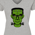 thumbnail image 4 of Inktastic Halloween Frankenstein Head Women's V-Neck T-Shirt, 4 of 5