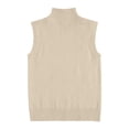 thumbnail image 6 of FRSASU Women's Vest Turtleneck Sleeveless Solid Color Knit Sweater High Neck Summer Casual Pullover Sweater Beige, 6 of 7