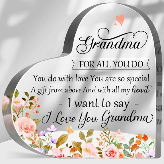 I Love You Grandma Acrylic Keepsake,Grandma Birthday Gift for Women,Grandma Presents from Granddaughter Grandson,Heartwarming Grandma Birthday Gift
