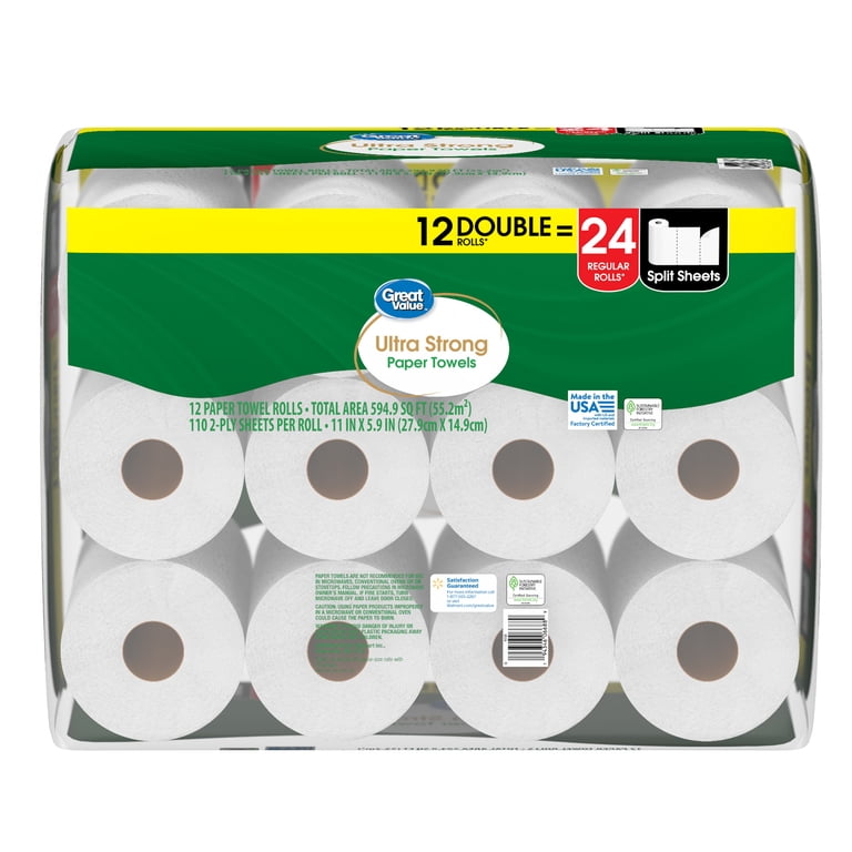 Great Value Ultra Strong Paper Towels, 12 Double Rolls photo 4
