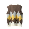 thumbnail image 5 of Aobny Sweater Vest Trendy Sweaters for Women Yellow Argyle Button Up Sleeveless V-Neck Cardigan Ladies Tops Fashion, 5 of 6
