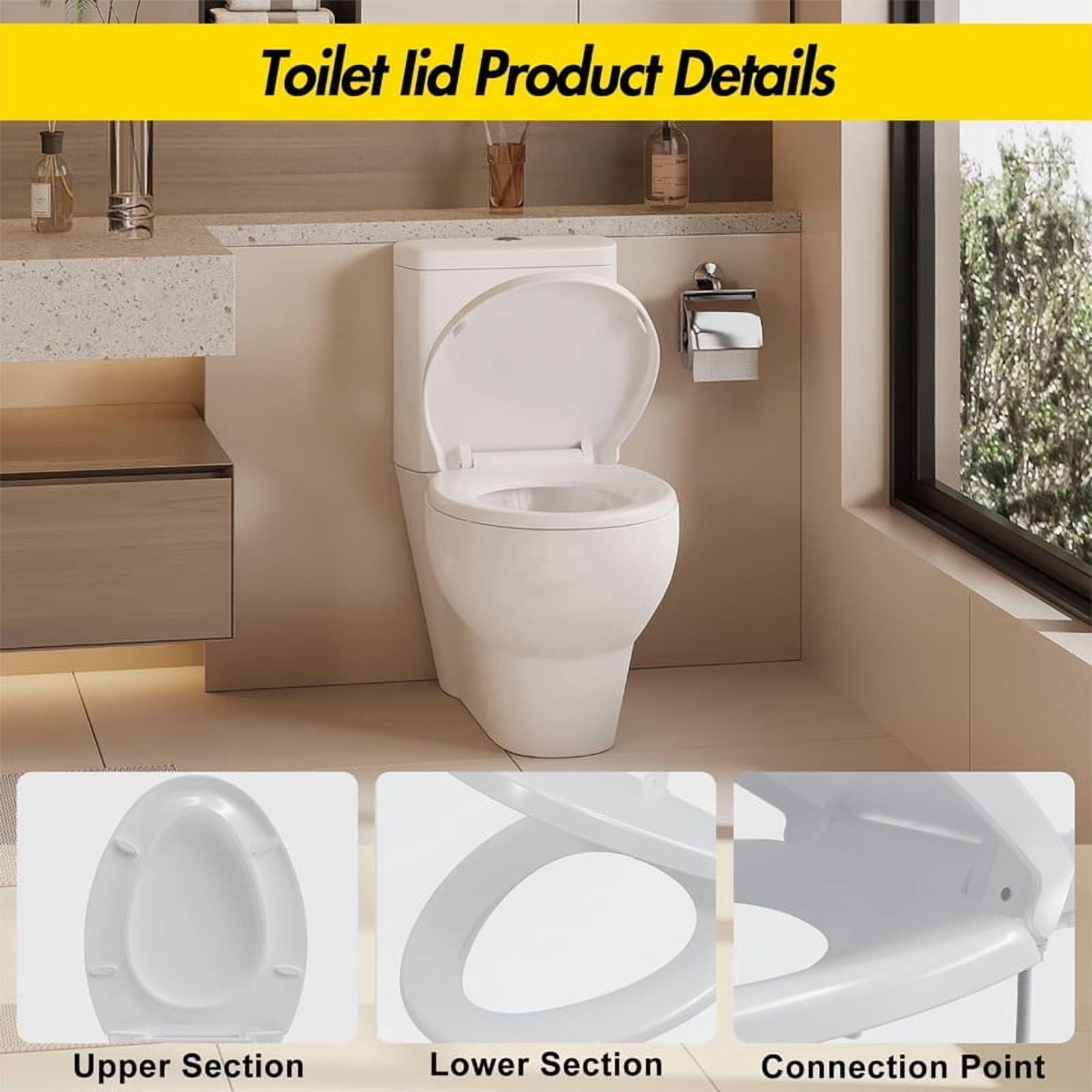 Towallmark Round Toilet Seat, Quick Release White PP Toilet Seat Cover, Easy Clean Bathroom Toilet Seat For Home Guest Rental Units