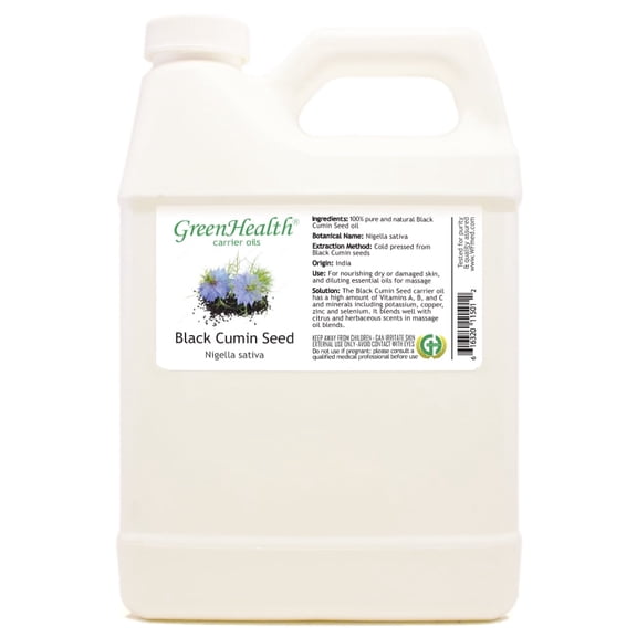 GreenHealth Black Cumin Seed Carrier Oil 32 fl oz White Plastic Jug with Cap