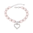 thumbnail image 4 of Collar para mascotas con colgante de corazón de cristal, collar para gatos y perros, joyería con perlas brillantes, talla S (rosa), 4 of 6