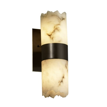 Design Stone Light - Justice Design Group FAL-8762-12-DBRZ Alabaster Stone / Glass Down Lighting Wall Sconce from the LumenAria Collection, Dark Bronze