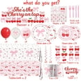 thumbnail image 3 of Pink Birthday Decorations Party Supplies Set Include Happy Birthday Banner, Balloons, Stickers, Hanging Swirls, Cake Cupcake Toppers, Tablecloth for Girls Stitch Theme Party, 3 of 6