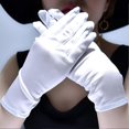 thumbnail image 2 of Women's Short Satin Opera Gloves Soft Stretchy Breathable Wrist Length Banquet Gloves for Wedding Bridal Evening Dress, 2 of 5