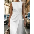 thumbnail image 2 of Women's Round Neck Sleeveless Midi Sheath Dress with Zip Up Closure Ideal For Office Or Party Polyester% Spandex fabric, 2 of 18