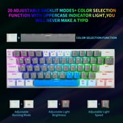 60% Wired Mechanical Gaming Keyboard, E-YOOSO RGB Backlit Ultra-Compact 61 Keys Hot Swappable Mini Waterproof Wired Office Keyboard with Red Switches for Windows, Mac OS Gamers (Grey White)