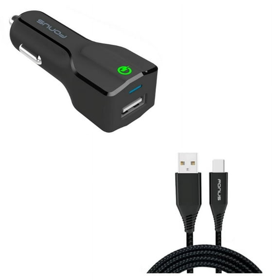 10ft USB-C Cable w Car Charger for Samsung Galaxy A73 5G,A53 5G,A33 5G,A13 5G,A03s Phones - Type-C Charger Cord Power Wire, Fast 18W USB Port Power Adapter