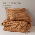 thumbnail image 4 of Brown King Comforter Set 3-Piece, Microfiber Bedding with Ruffled Design, All-Season Comfort, 4 of 19
