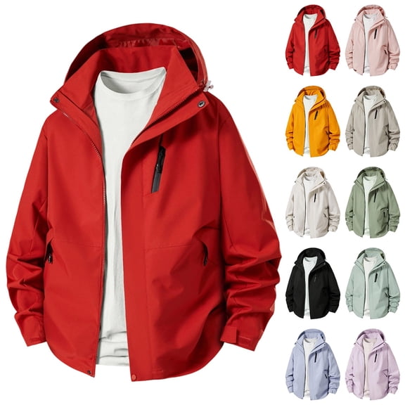 XUNKUSGA Rain Jacket Men Lightweight Windproof Waterproof Softshell Jacket with Chest Zipper Pocket Long Sleeve Full Zip Up Hiking Jackets with Hood for Golf Travel,Black,S