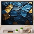 thumbnail image 2 of Designart "Marble Mosaic Tiles in Blue and Gold" Oversized Abstract Framed Wall Art - Transitional Blue Abstract Tile Entryway Framed Wall Art Print, 2 of 7
