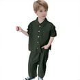 thumbnail image 1 of Kids ToddlerBaby Boys Solid Button Autumn Long Sleeve Shirt Pants Set Clothes Outfits, 1 of 6