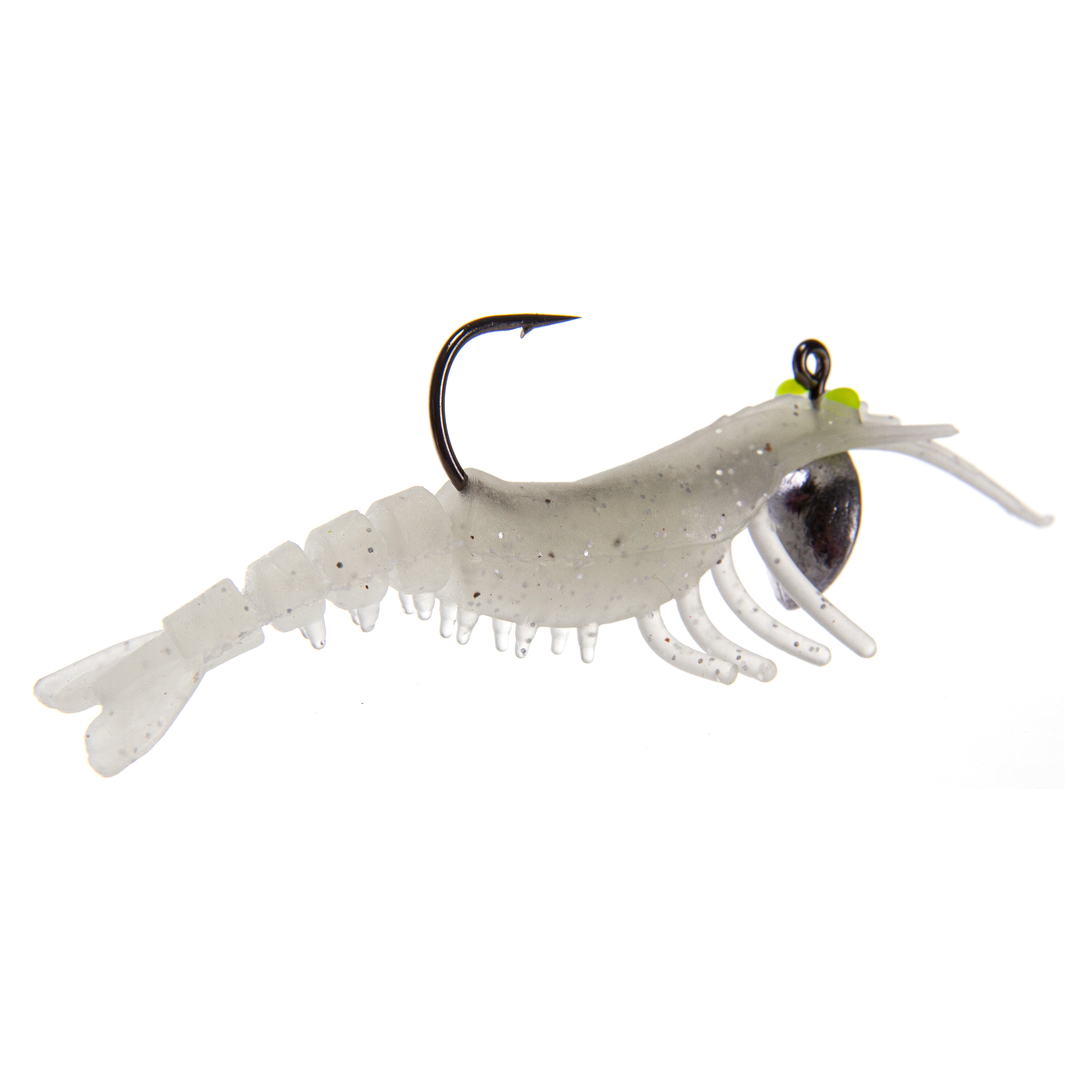 Ozark Trail Soft Plastic Saltwater Shrimp Fishing Lures, Silver Speckled, 2-Pack