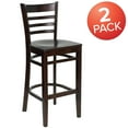 thumbnail image 3 of Flash Furniture 2 Pack HERCULES Series Ladder Back Walnut Wood Restaurant Barstool, 3 of 8