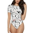 thumbnail image 2 of Goofa Cute Cat Printed Women Rash Guard Short Sleeve,Tummy control Swimsuit Surfing Swimsuit Bathing Suit One Piece Swimsuit UPF 50-Large, 2 of 9