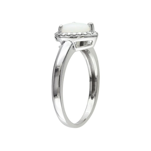 1.00 Carat (ctw) Opal Heart Ring in Sterling Silver