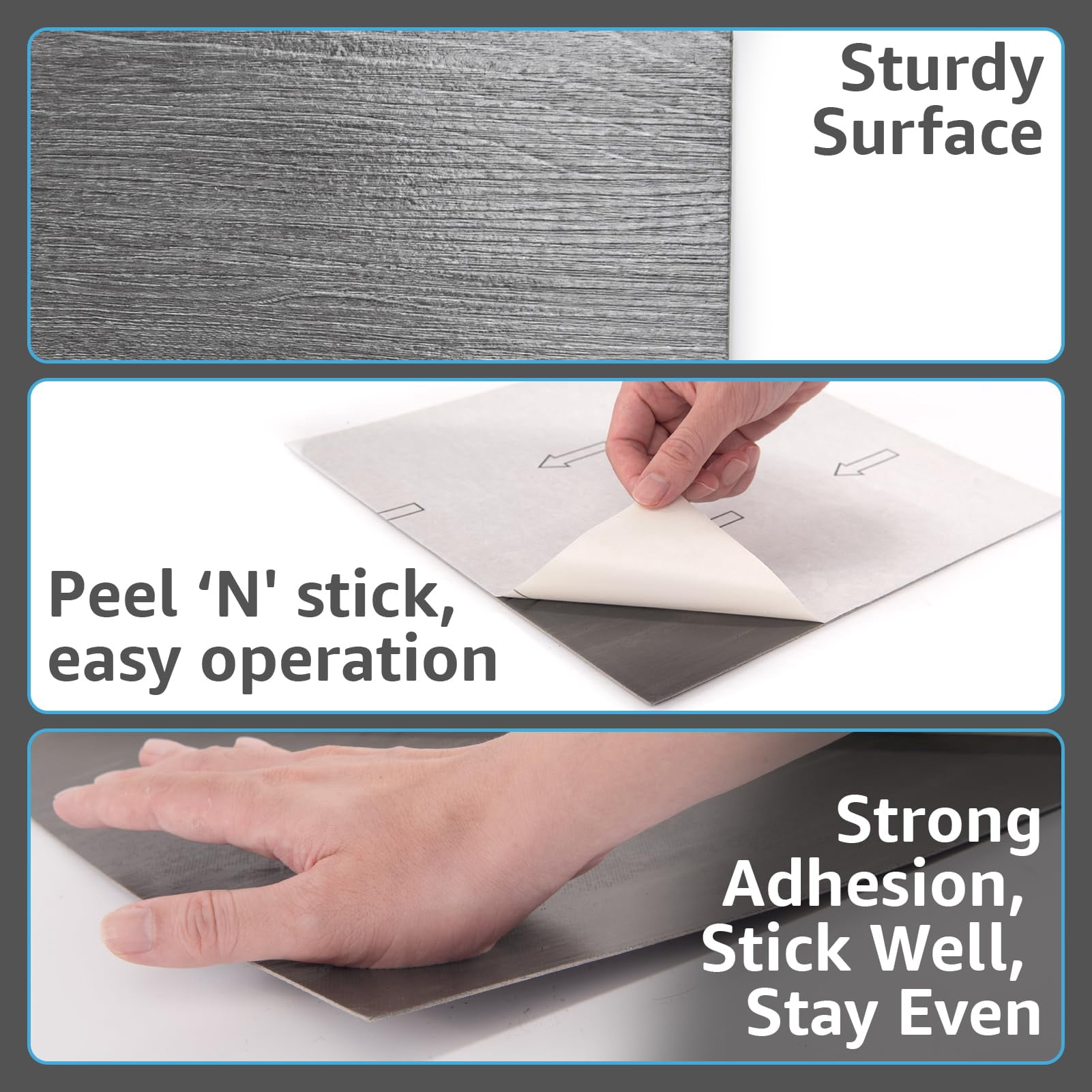 Peel And Stick Vinyl Floor Tiles 30-pack 12 X 12 Inch  Self Adhesive Waterproof Flooring Wood Planks For Kitchen Dining Room Bedrooms Cover 30 Sq.ft Grey Oak