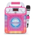 thumbnail image 1 of Máquina de karaoke portátil para adultos y niños - Altavoz incorporado, Bluetooth, luces LED, micrófono con cable - Con efectos de cambio de voz, 1 of 5
