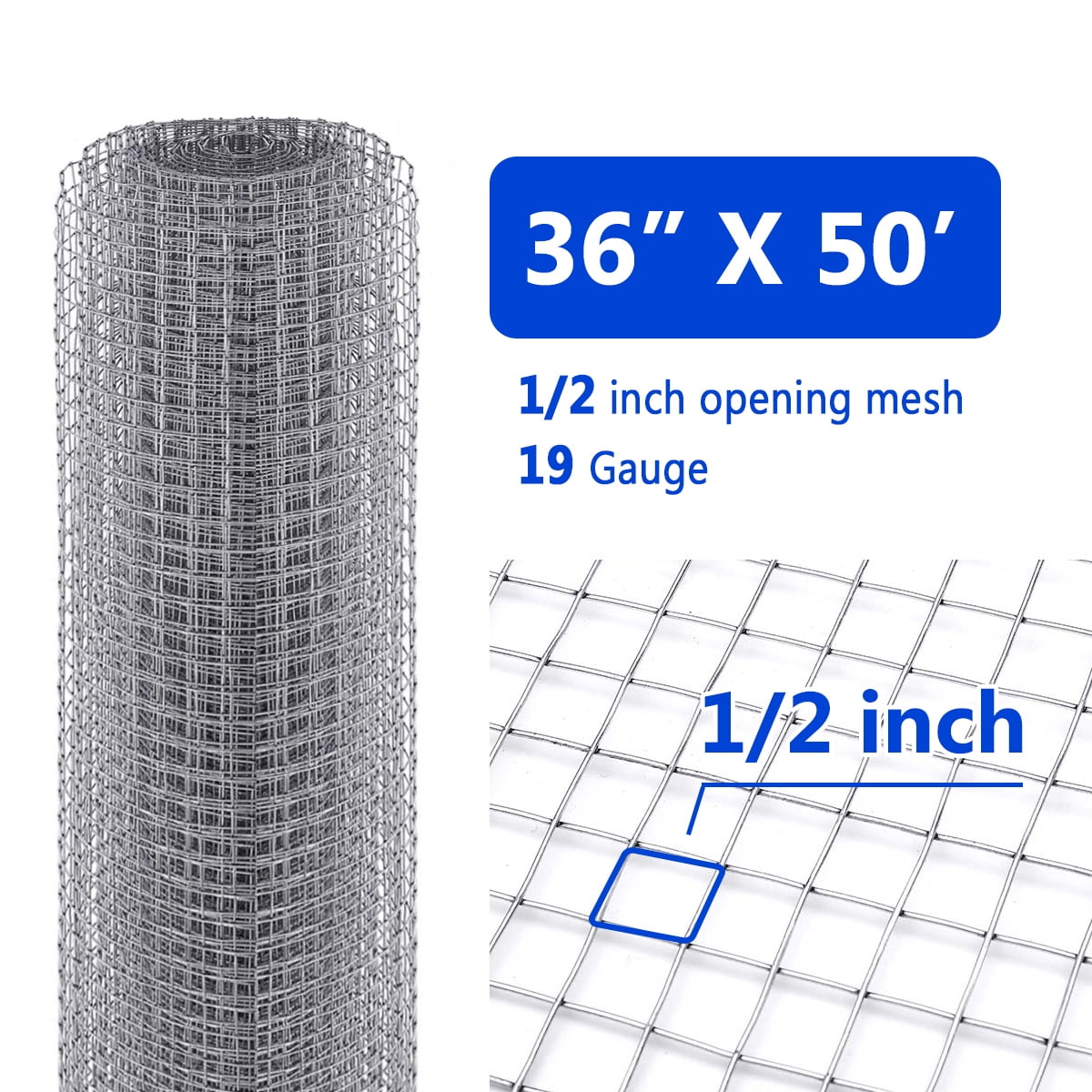 Wire Fence Mesh Cage 48x50 Ft 1/2 In Galvanized Hardware Screen Outdoor Silver 