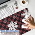 thumbnail image 4 of Long Mouse Pads for Desk,Red and Black Checkered Christmas Snowflake Desk Mats on Top Of Desks, Desk Mouse Pad Extra Large with 3mm Non-Slip Base and Stitched Edge for Gaming,Work,Home 31.5x11.8in, 4 of 4