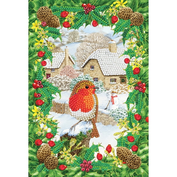 CRYSTAL ART Notebook - Robin Foliage Notebook kit - Create a Sparkling Notebook Cover Using Crystals - for Ages 8 and up