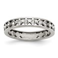 thumbnail image 1 of Stainless Steel Polished Crystal 4.50mm Band Ring 9 Size, 1 of 7