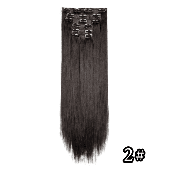 JOFMWIX 24 Inch 6PCS Clip In Hair Extensions Long Straight Synthetic Hairpieces 16 Clips, Natural Look, Thick Volume for Women, Versatile Baby Braid, High Ponytail, Messy Bun, 140g Set