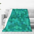 thumbnail image 3 of Green Pixel Honeycomb Pattern Throw Blanket, Super Soft Anti-Pilling Flannel Bed Blankets, 50"x40", 3 of 8