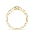 thumbnail image 2 of Angara Natural 0.2 Ct. Aquamarine with Diamond Side Stone Ring in 14K Yellow Gold for Women (Ring Size: 11.5), 2 of 10