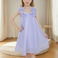 thumbnail image 3 of Efsteb Summer Dress for Girls Solid Color A-line Flared Belted Casual Party Dress Sleeveless Fashion Dresses (Purple,7 Years), 3 of 3