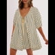 thumbnail image 5 of Mono de Rayas Extragrande para Mujer, Vestido Corto, Mono, Ropa de Playa para Vacaciones con Bolsillos. Albaricoque S, 5 of 7