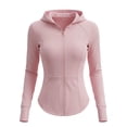 thumbnail image 7 of Bosfbaoi Women's Hooded Full Zip Long Sleeve Athletic Jacket, Slim Fit Stretchy Breathable Workout Top, Curved Hem Thumbhole Outerwear for Yoga Gym Daily, 7 of 7