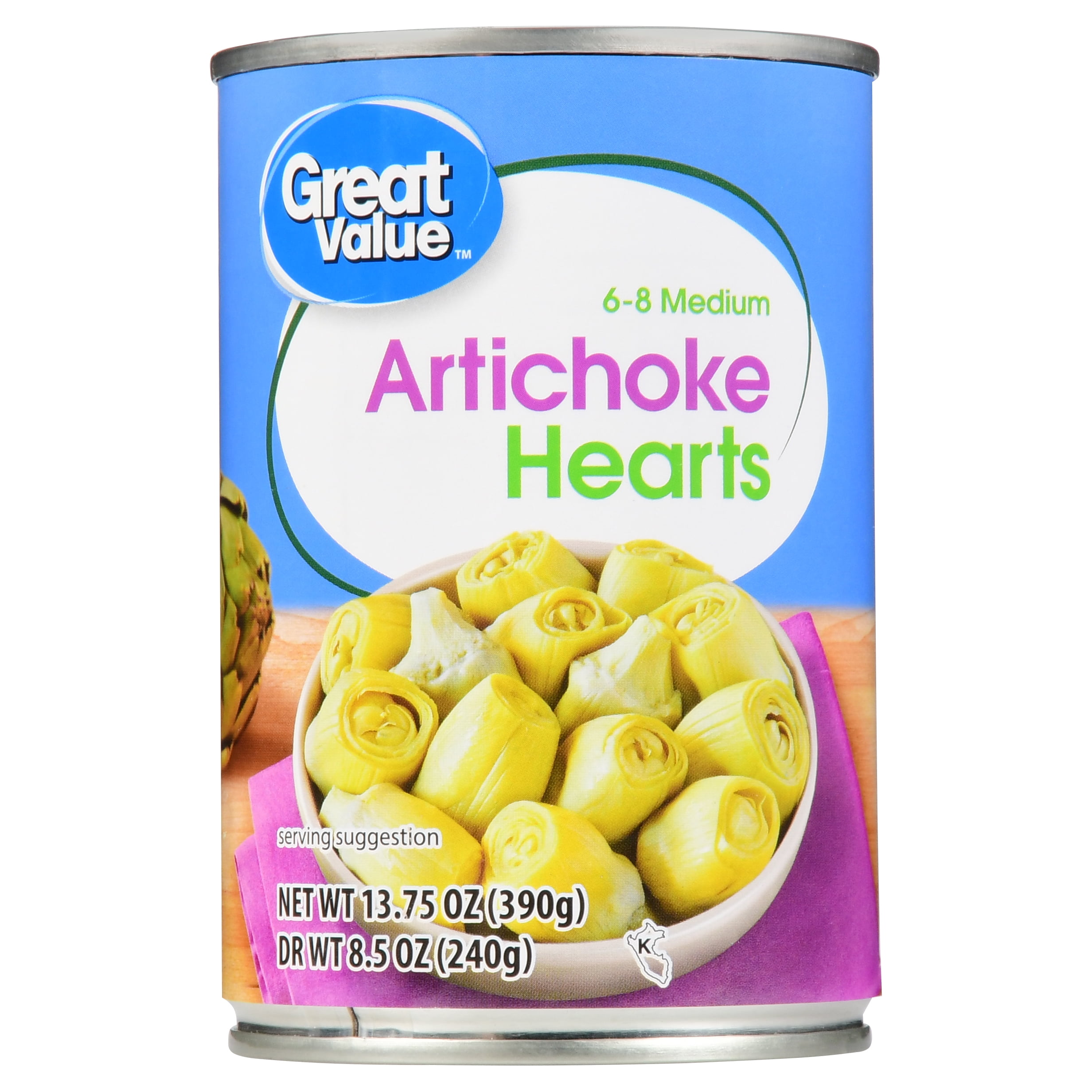Great Value Artichoke Hearts, 68 Medium, 13.75 oz