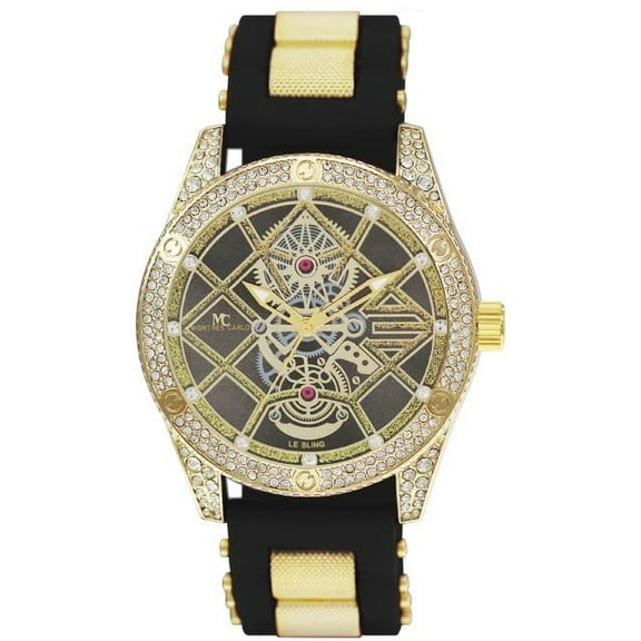 48mm Montres Carlo Luxury Fashion Silicone Band Clubbing Hip Hop Men's Watch (Gold/Black)