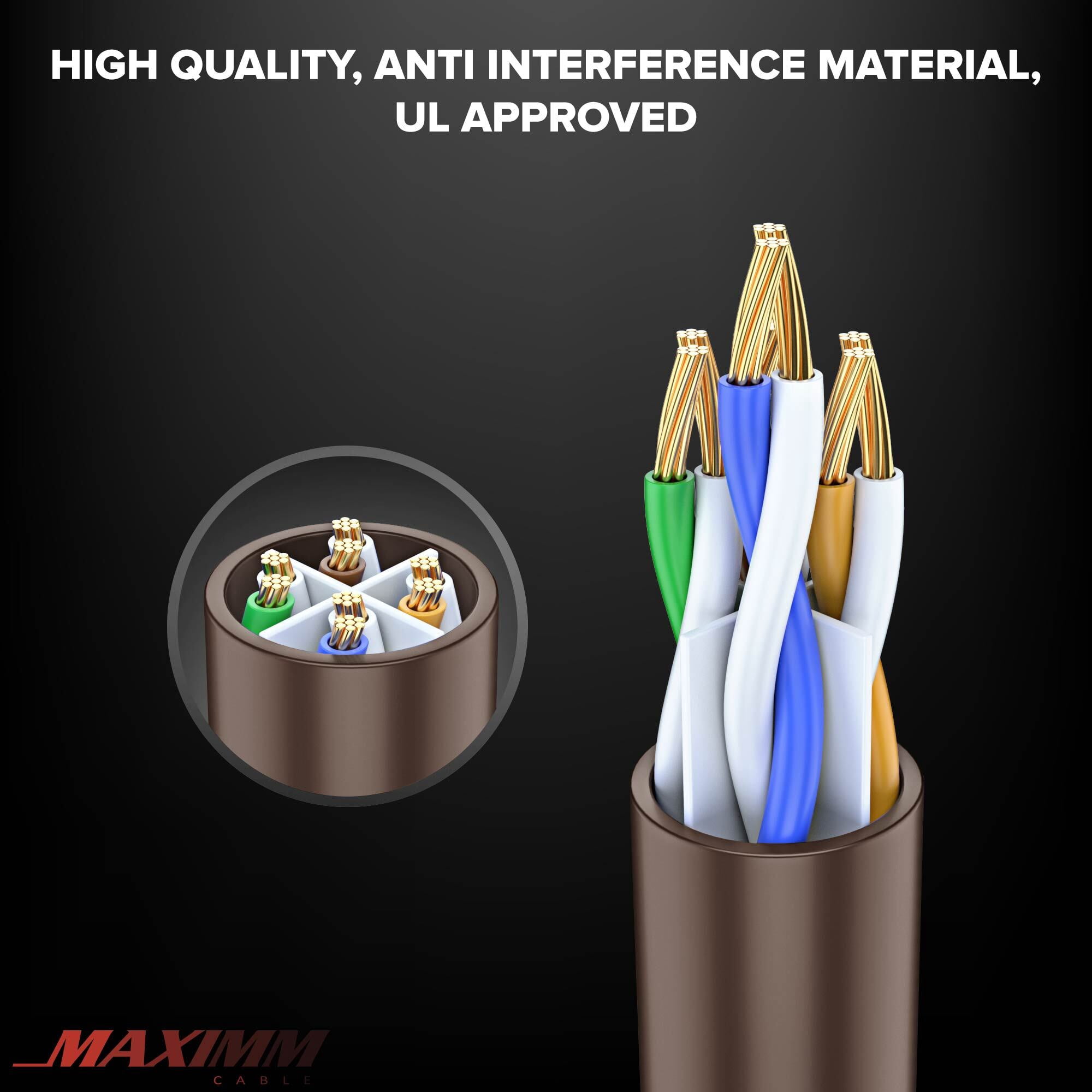Cat 6 Ethernet Cable 300 Ft, 100% Pure Copper, Cat6 Cable LAN Cable, Internet Cable, Patch Cable and Network Cable - UTP (Brown) 300 Feet